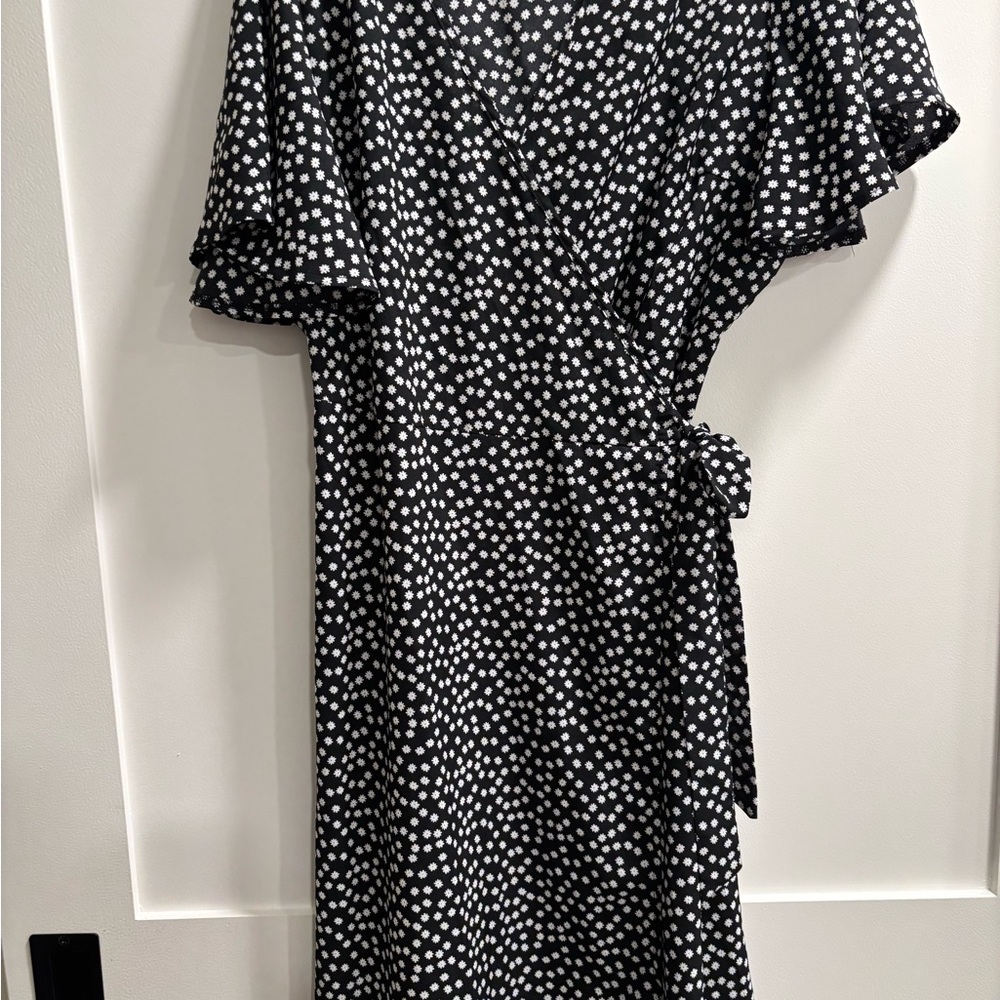 Polka Dot Wrap Dress - Black and White